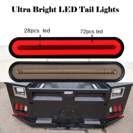 2Pcs Halo Neon LED TruckTrailer Flowing Turn Signal Rear Brake Tail Light 12-24V