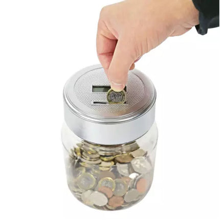 Coin Money Counting Jar Digital LCD Display OZ Coins Piggy Bank Box Gift