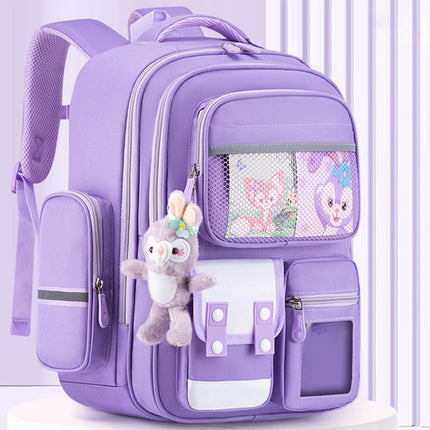 Kids Backpack Children Boys Girls School Bag Backpack Waterproof Primary Bookbag Large Purple
