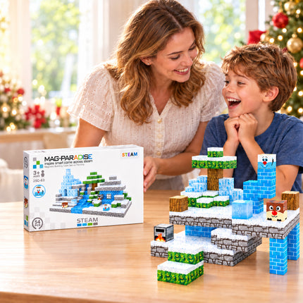 3D Building Blocks Winter Ice Castle 54 Pcs Cube Construction Toy Christmas Gift