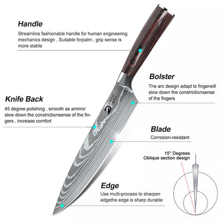 8x Knives Set Japanese Professional Kitchen Chief Chef Cook Knife Meat Cutlery