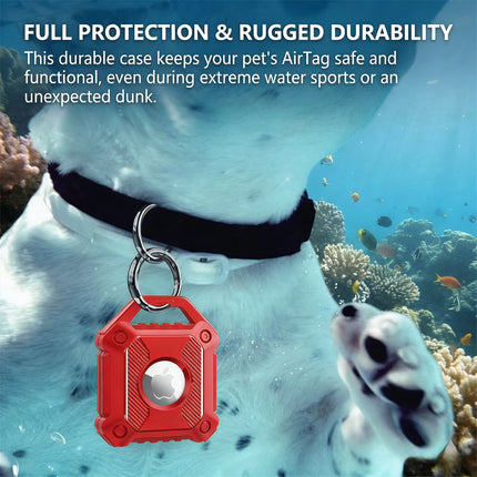 Red Apple AirTag Protective Case Waterproof TPU Cover Air Tag Tracker Loop Holder