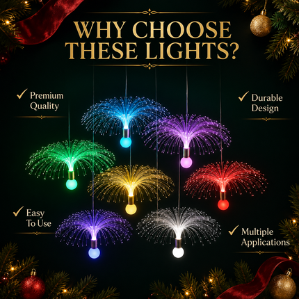 7 Colour Auto Cycle Fibre Optic Firework Effect Hanging Christmas Lights Decor