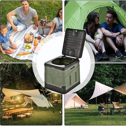 Portable Toilet Folding Outdoor Camping Toilet 20L Hygienic Travel Green