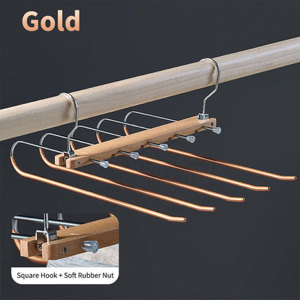 5 in 1 Stainless-Steel Magic Wardrobe Pants Rack Shelves Coat Hanger Gold