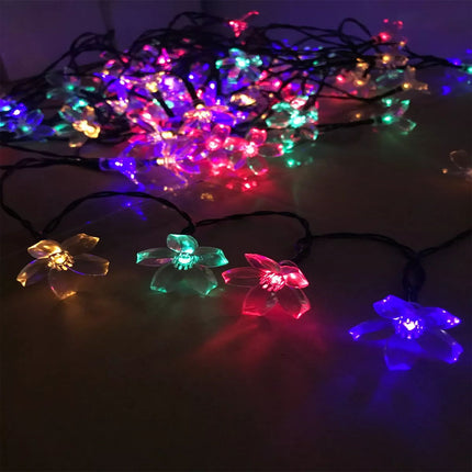 200 LED 20M Multi Colour Cherry Blossom Flower Solar Christmas Lights