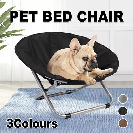 Folding Pet Bed Chair Portable Round Dog Bed Cat Bed Cushion for Pets Indoor Use (Black)