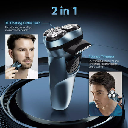 3 Rotary Head Cordless Electric Shaver Razor Pop-Up Trimmer Men's Facial