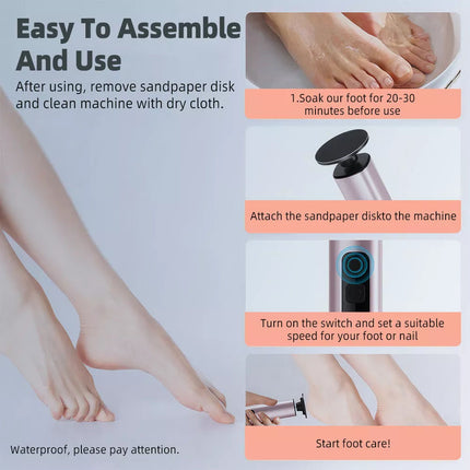 Electric Callus Remover Powerful Electric Foot File Grinder Sander Machine Speed Rose gold