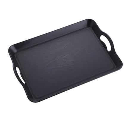Black Acrylic Serving Tray Canteen Cafe Fast Food TV Dinner Kitchen Breakfast Carry Handle 42x29cm