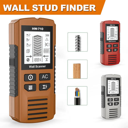 HW-710 Multi-Functional Stud Finder Wall Scanner AC Cable Wires Depth Tracker Red