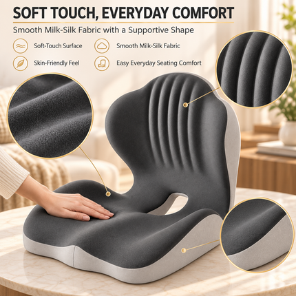 Ergonomic Seat Cushion Lumbar Back Support Office Chair Breathable Pad