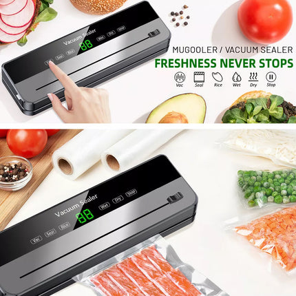 Automatic Vacuum Food Sealer Machine Build-in Cutter Dry Wet Mode & 30 Free Bags Grey