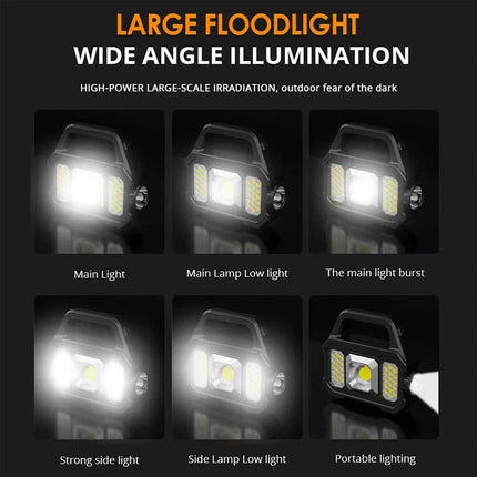 Portable LED Search Light Solar USB Rechargeable Flashlight Torch
