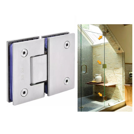 2Pcs 180° 304 Stainless Steel Shower Screens Glass Hinge Frameless Door Enclosures