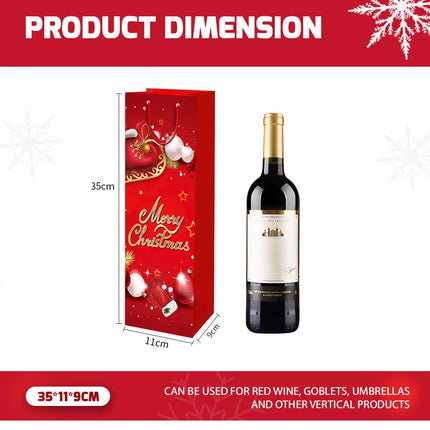 12 Christmas Wine Gift Bag Bottle Xmas Decoration Drawstring Decor Party Holder Red