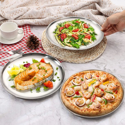 2X Stainless Steel Pizza Pan 30cm Round Pizza Tray Pizza Baking Sheet Easy Clean