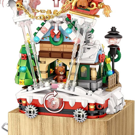 Christmas House Rotating Music Box Building Blocks Decor Toy Gift Set 979pcs