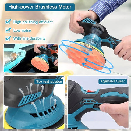 6" Cordless Car Polisher Dual Action Buffer Orbital Sander Polishing Machine