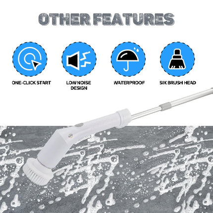 Rechargeable Electric Spin Scrubber - 6 Multi-Function Heads for Bathroom