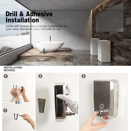 Soap Dispenser Wall Mount Stainless Steel Manual Liquid Pump 1000ML