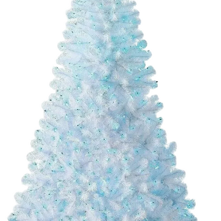 1.2/1.5M/1.8M/2.1M Christmas Tree with LED Lights Easy Assemble Bushy Xmas Decor White Tree+Blue Lights