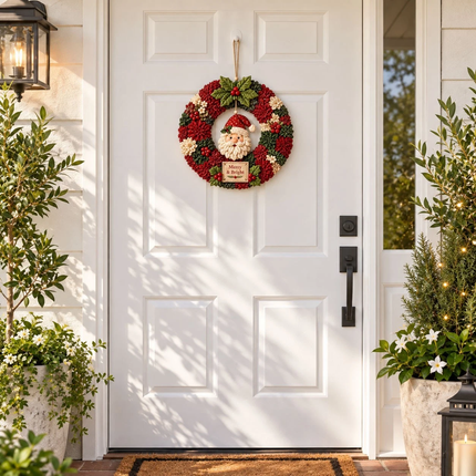 Christmas Wreath Making Kit Santa 30cm DIY Fabric Poke Art Front Door Decor