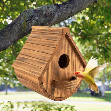 Rustic Wooden Birdhouse for Outdoor Gardens Durable Weather-Resistant Design