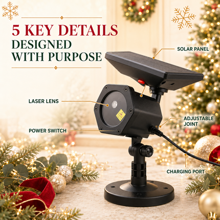 Solar & USB Outdoor Laser Projector Light 6-in-1 Starry Garden Light IP65 Waterproof