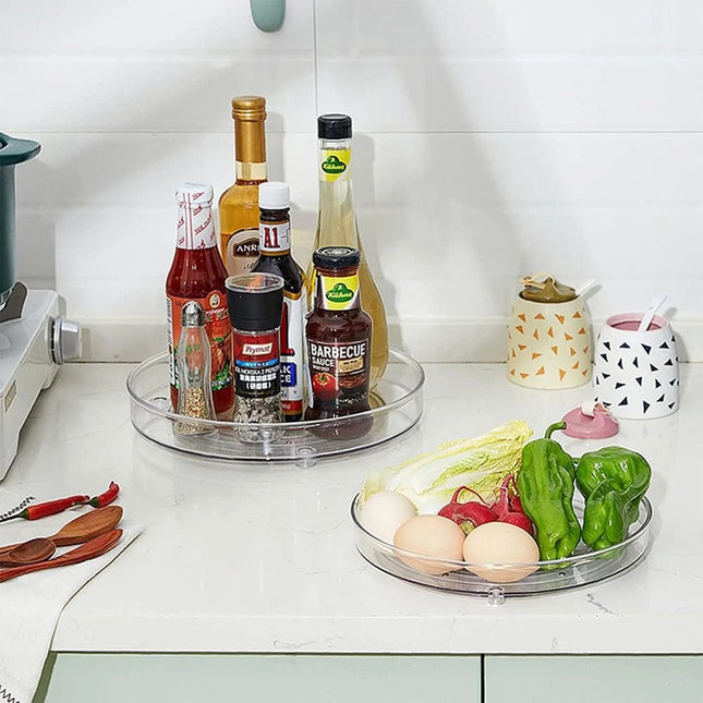 Round Rotating Storage Trays 2PCS Kitchen Pantry Turntable Rack for Cosmetics