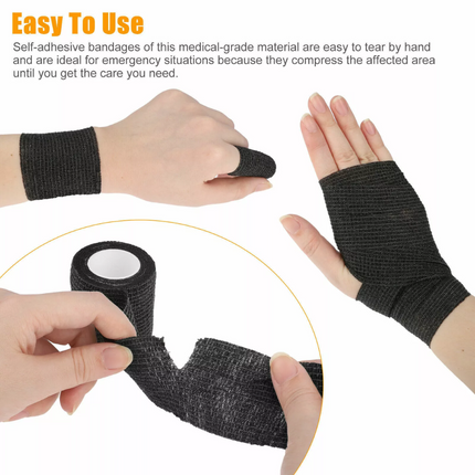 24pcs Tattoo Grip Wrap Tape Cover 5cm*4.5m/ Roll Self-adhesive Elastic Bandage