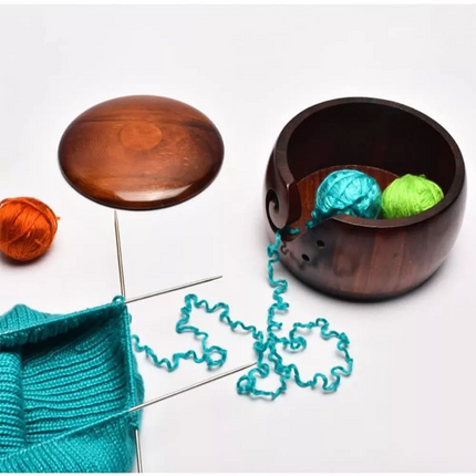 Wooden Yarn Bowl Hand Made Wool Storage For Knitting Crochet Yarn Holder