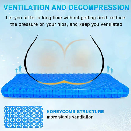 2Pcs Honeycomb Gel Seat Cushion Double Layer Thick Sitting Chair Pad Pain Relief Soft