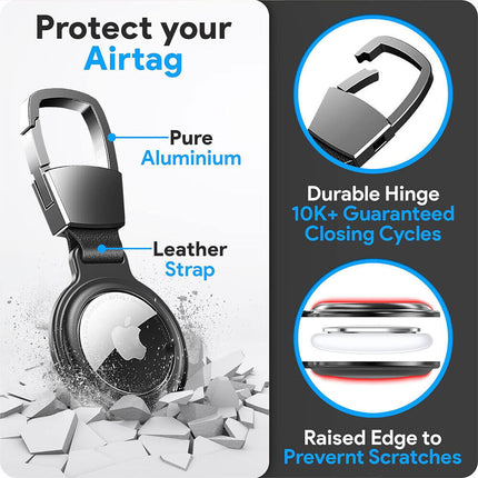 For Apple AirTag Heavy Duty Metal Magnetic Case Air Tag Shell Shockproof Cover Black