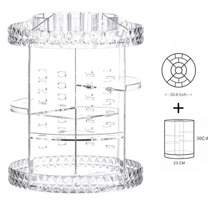 Acrylic Makeup Organiser 360° 3 Layer Rotating Clear Cosmetics Holder Storage