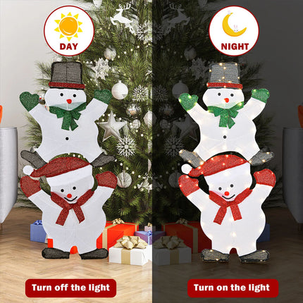 1.4M Christmas Lighted Double Snowman Decor Xmas Home Outdoor Yard Garden Sign