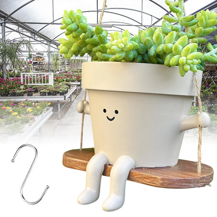 Cute Swing Face Planter Pot Garden Plant Hanging Potted Plant Flowerpot Decor