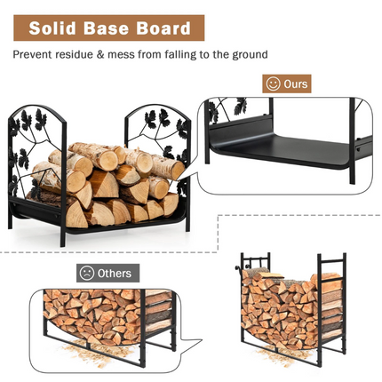 48CM Firewood Rack Leaf Patterns Decorative Firewood Storage Holder Indoor