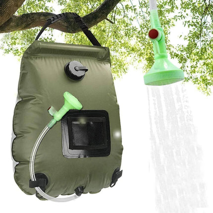 Solar Shower Bag 20L Portable Water Bag Outdoor Camping Solar Heated 5 Gallon (Green)