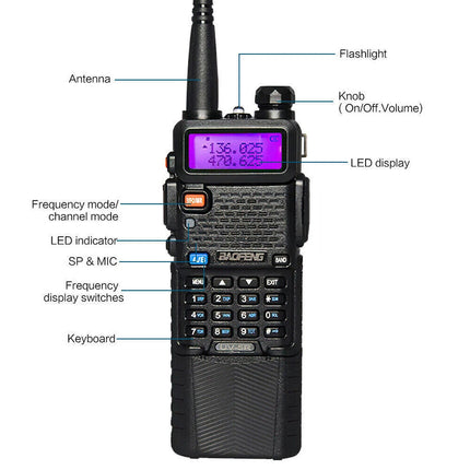 1 Set Walkie Talkie Band Handheld Earphones Two Way Radio 400-470MHz 3800MAH