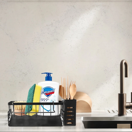 Kitchen Sink Rack Organizer Kitchen Sink Sponge Holder with Self-draining Tray