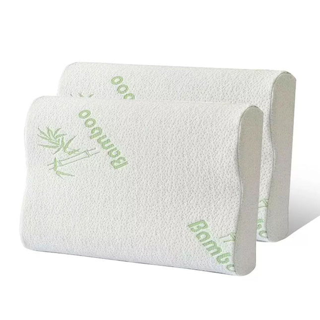 2x Pack Luxury Bamboo Memory Foam Fabric Fibre Cover Contour Pillow 50X30cm