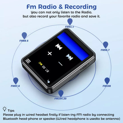 Portable Bluetooth Touch HiFi Music MP4/MP3 Player FM Radio Audio Support 128GB