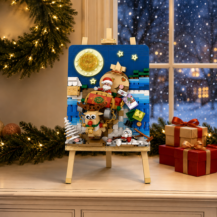 LOZ Christmas Santa Sleigh Painting Frame Mini Bricks Building Blocks Toy Gift