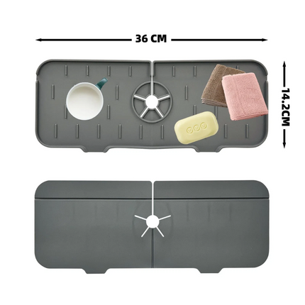 2pcs Silicone Faucet Drain Pad Drip Catcher Tray Kitchen Sink Splash Guard Slip Mat