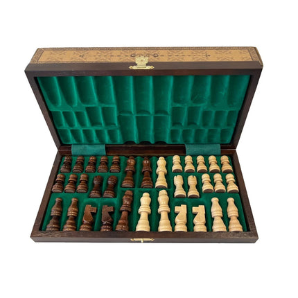 30cm Magnetic Large Chess Set Wooden Timber Oak Folding Chessboard