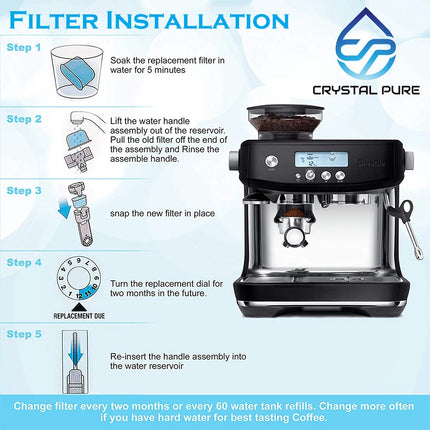 12 xWater Filter Replacement for Breville Barista Pro BES878 Espresso Coffee Machine