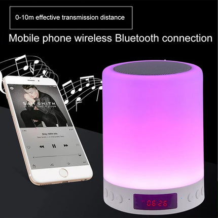 Touch Bedside LED Night Light Table Lamp Alarm Clock Bluetooth Music Speaker USB