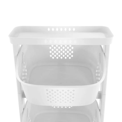 Laundry Basket Clothes Washing Storage Hamper Bin Wheeled Removable 3 Tier Shelf