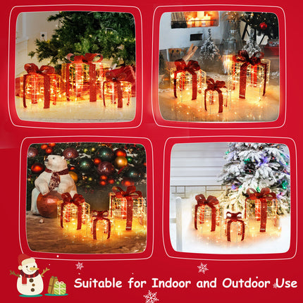 LED Christmas Light 3-Set Gift Boxes 3D Xmas Decor Indoor Outdoor Garden Yard